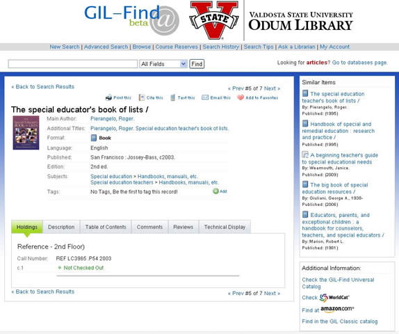 Print reference resource - special education