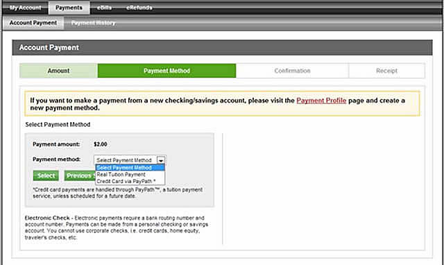 Selecting a payment method