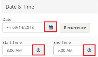 Select the date and time of your event