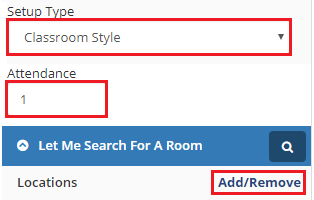 Select a setup type and enter the number of attendees