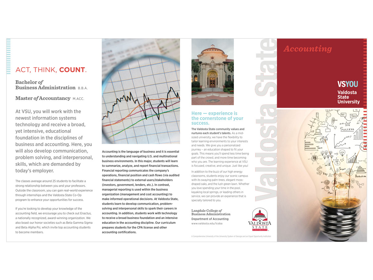 Accounting Department Brochure - This brochure was designed to help the Department of Accounting in their marketing and recruitment efforts. 